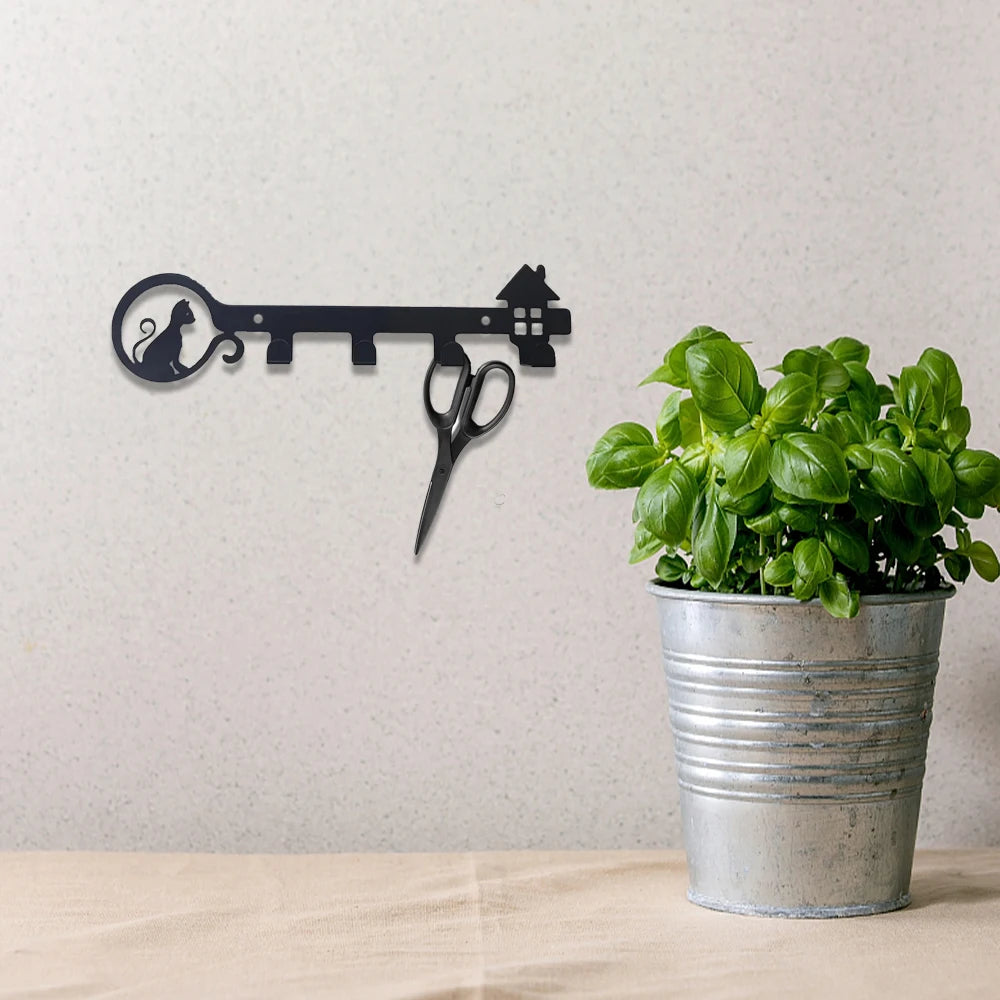 Cat Coat Hooks Wall Art Decor-Bear Hangers Key Holder-Clothes Hat Rack and Backpack Hanger for Storage, Living Room, Hallway