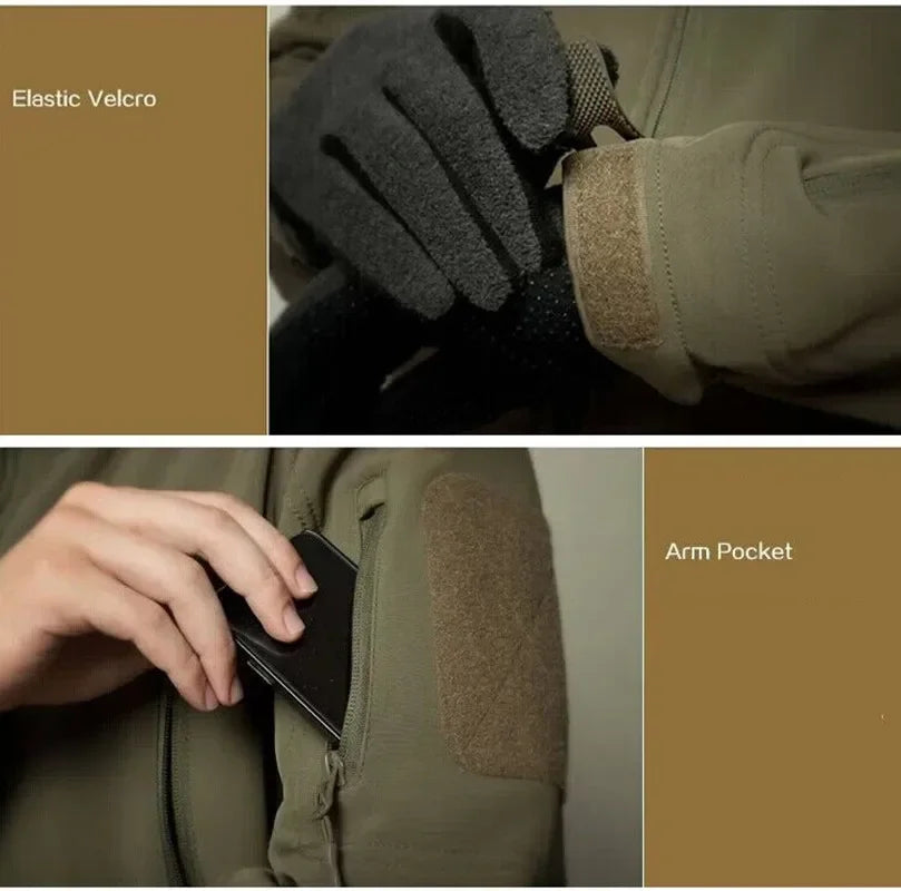 5XL 6XL Taktische Wanderjacke für Herren mit Haifischhaut-Softshell, winddicht, wasserdicht, mit Kapuze, Thermo-Jacke und Hose für den Außenbereich 