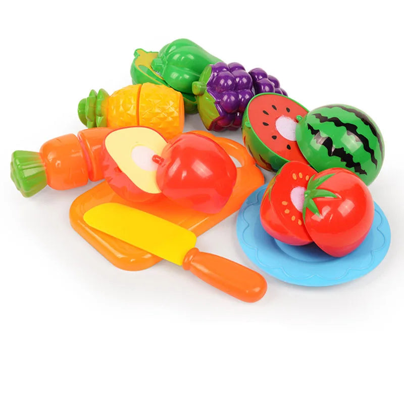 Children Simulation Kitchen Toys Set Pretend Play Fruit Vegetable Pizza Cutting Early Education Toys for Kids Play House Game