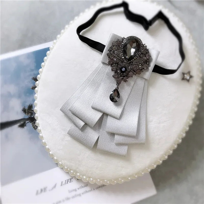 Men's Wedding Bow Ties Women's Accessories British Korean Business Banquet Formal Dress Shirt Rhinestone Ribbon Bow-tie Gifts mon