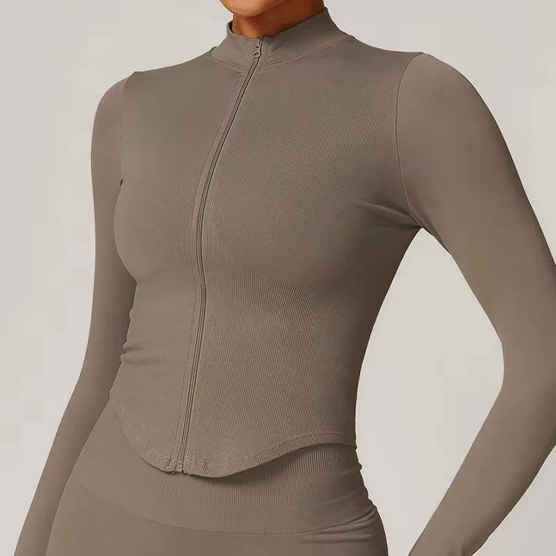 Seamless Fitness Running Zipper Workout Jacket Women Long Sleeve Sportswear Gym Top Female Quick-Dry Yoga Clothing Sport Coat