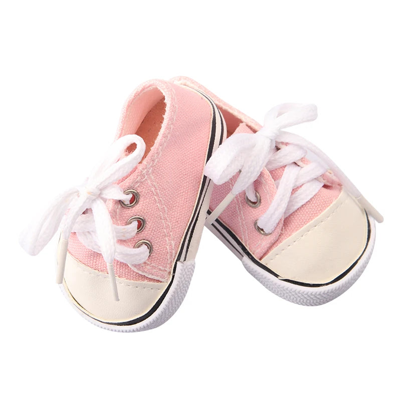 Canvas Cloth 7cm Shoes For 18 Inch American And 43cm New Born Baby Doll Shoes Clothes Accessories For Our generation Girl Dolls