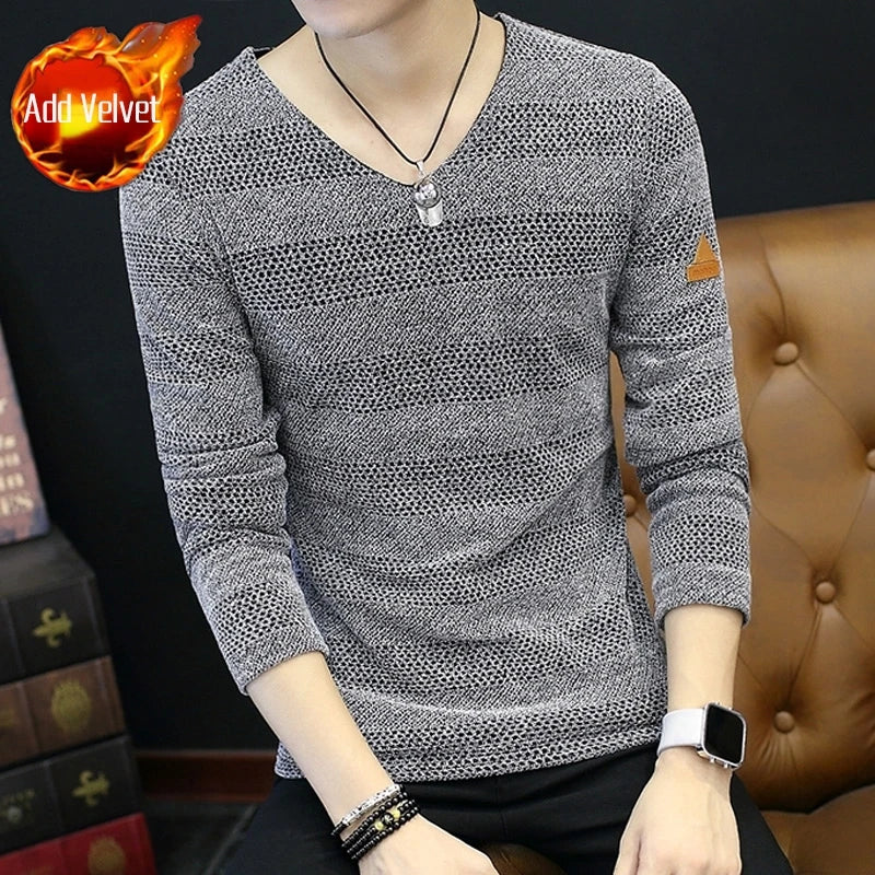 Knit Sweater Male No Hoodie Men's Clothing Red Pullovers Icon V Neck Sale Classic Street Elegant Pull Oversize Korean Fashion A