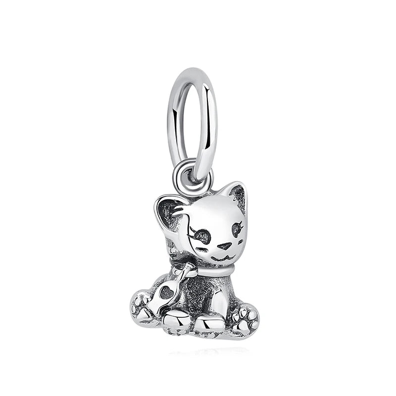 Original Silver Plated Charms For Women Love Pet Dog Cat Paw Print Pendant Beads Fit Pan Bracelets Necklaces DIY Luxury Jewelry