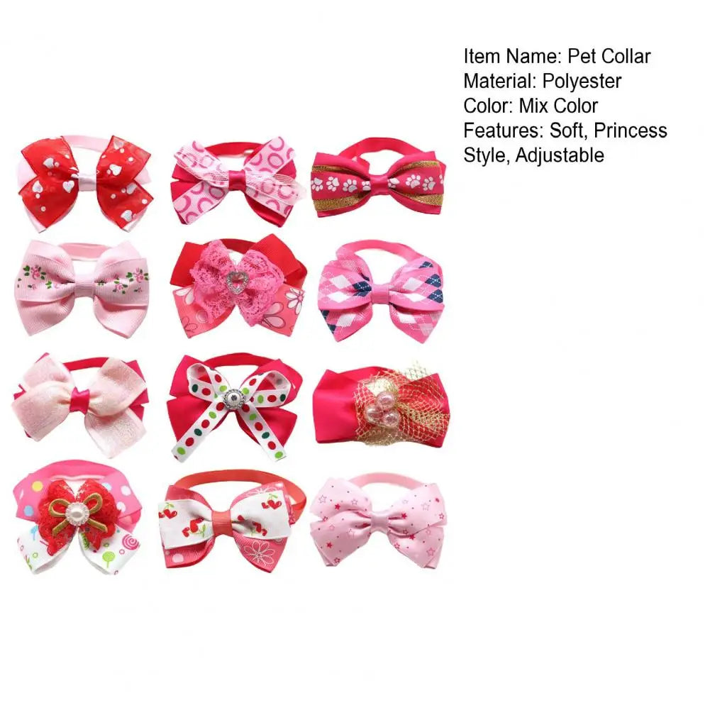 Pet Collar Romantic Princess Style Printed Cat dog Neck Circle Adjustable Decorative Valentines Day Puppy Kit Neck Tie Pet Supplies