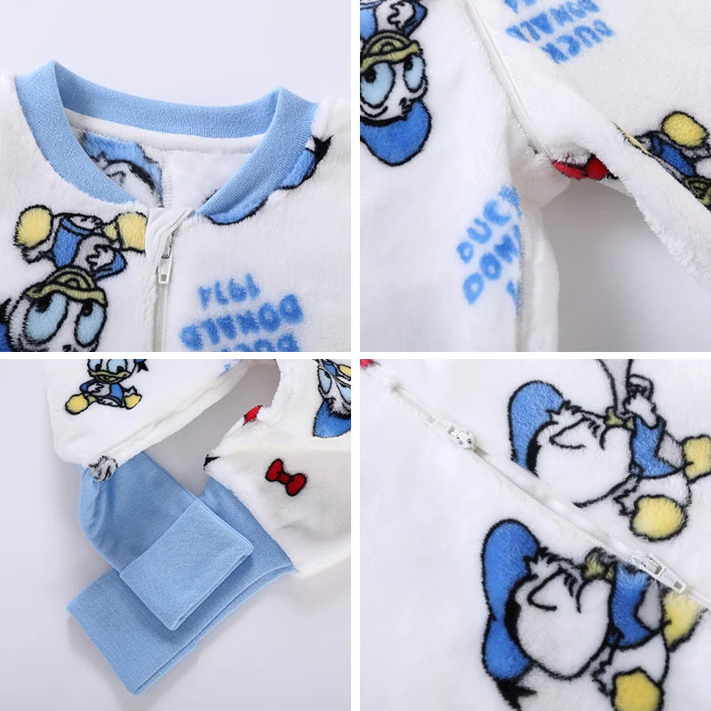 2T-6T Toddler Baby Footed Pajamas Kid Winter Flannel Nightgowns Sleeping Bag Long Sleeve Zipper Sleep Sack Onesie Play Coverall