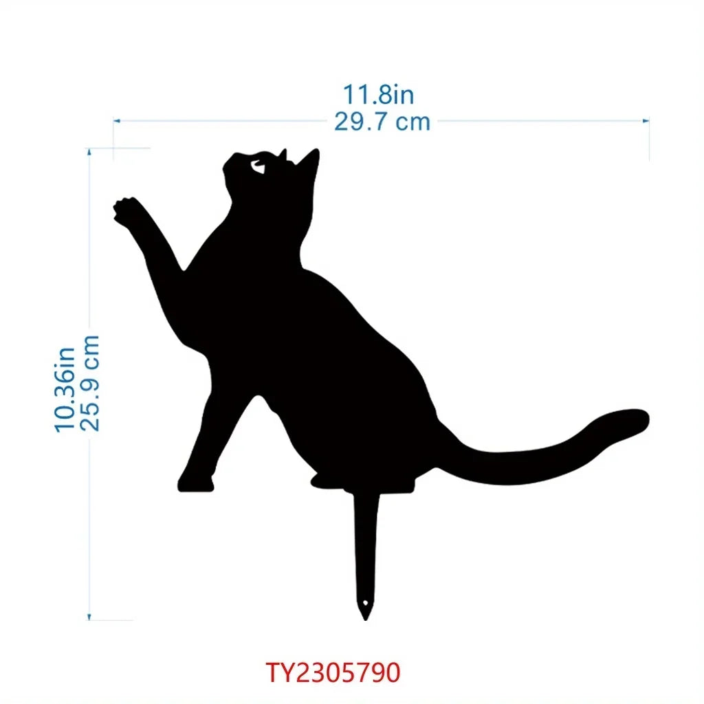 Cat Family Garden Stakes Decorative Cute Cat Garden Decorative Silhouette Animal Outdoor Statues For Cat Yard Garden Lawn