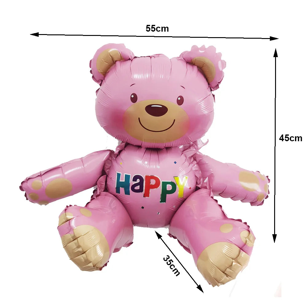 Valentine's Day Balloon Banner Decoration Cartoon Brown Bear Balloon Oversized Rose Balloon Foil Balloon Party Decor Balloon