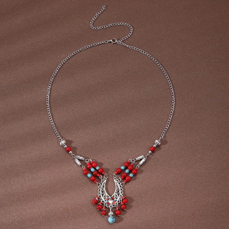 Ethnic Style Forehead Ornaments Sets Eyebrow Pendant Necklace Retro Exotic Earring Jewelry Accessories For Women