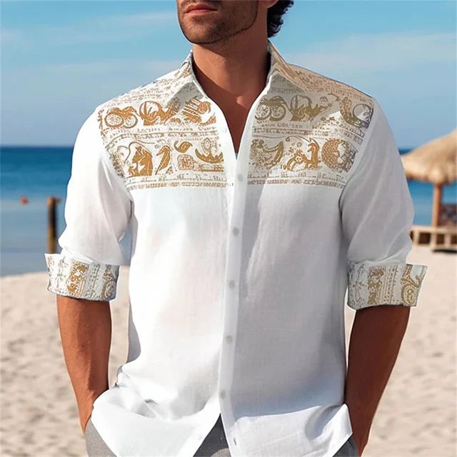 2025 New Men's Street Fashion Long sleeved Polo Collar Button Cardigan Shirt Diamond Print Designer Men's Clothing S-6XL