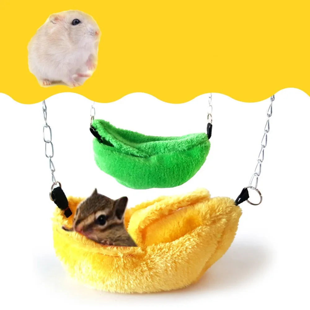 New Hamster Hanging House Hammock Cage Sleeping Nest Pet Bed Rat Hamster Toys Cage Swing Pet Banana design Small Animals