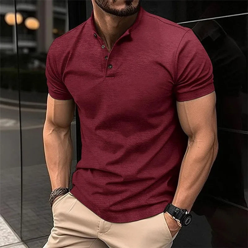 Summer Men's Pullover Lapel Button Solid Color Short Sleeve Tee T-shirt Polo Sweatshirt Vacation Fashion Office Lady Formal Tops