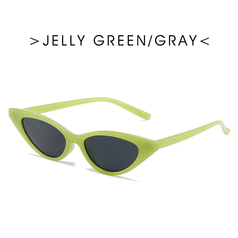 Cat-eye Small Frame Sunglasses Female Jelly-colored INS Fashion Glasses Wear and Put on Street Photography Sunglasses