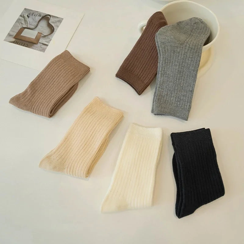 Children Fashion Mid Calf Long Socks Boys Girls Spring Autumn Striped Socks Baby Kids School Student Uniform Socks Retro Clothes