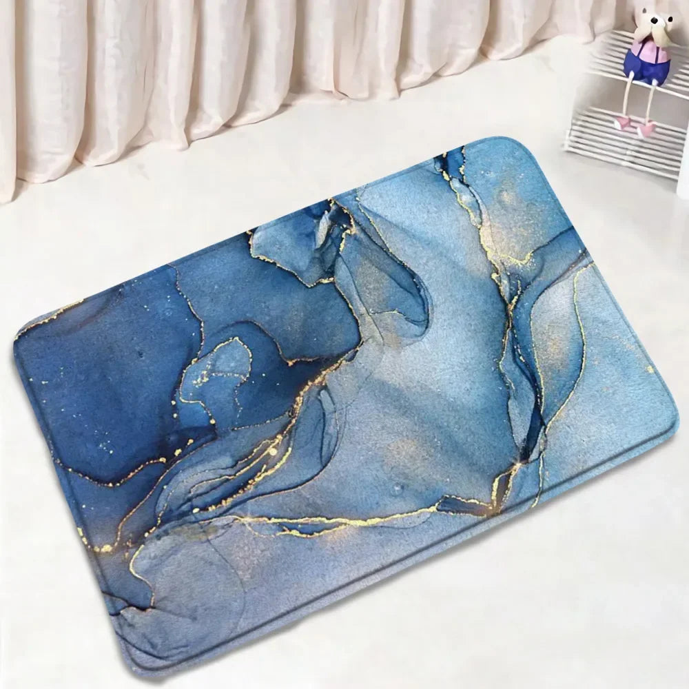 Black Marble Shower Curtain Set White Lines Cracked Pattern Modern Geometric Bathroom Decor Non-slip Rug Bath Mats Toilet Cover home improvement