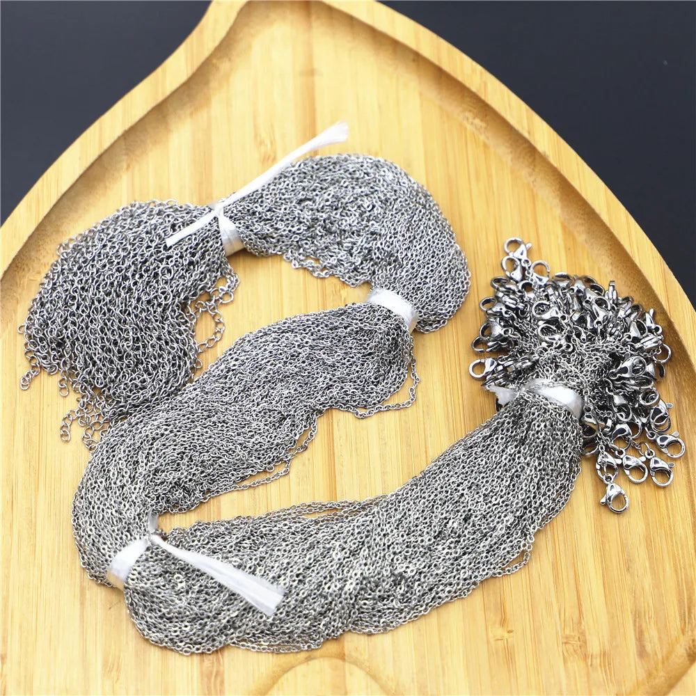 2MM Stainless Steel Necklace Rope 45cm Pendant Metal Chain Lobster Clasp DIY Jewelry Accessories Wholesale 100pcs Free Shipping