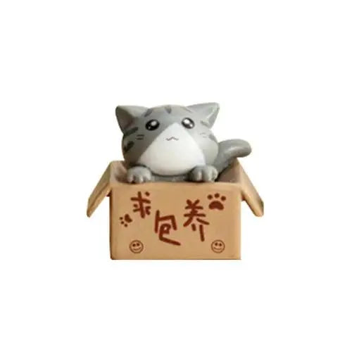 Lovely Box Cartoon Cat Miniature Landscape Decor Bonsai Resin Crafts Ornament Home Decoration Ornaments Accessories Wholesale