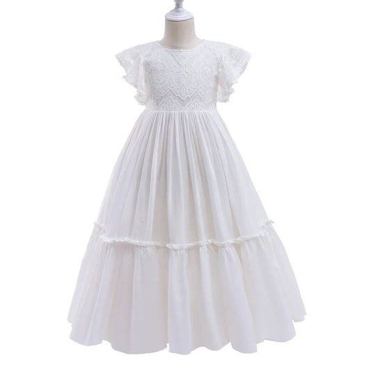 Summer Girls Lace Bohemia Long Dress Kids Flower 3-8 Years