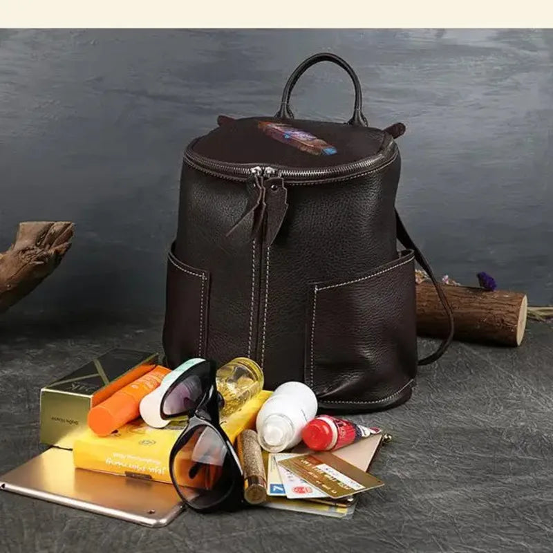 MOTAORA Genuine Leather Large Capacity Women Backpack New Handmade Cowhide Schoolbag Vintage Travel Bag Ladies Luxury Bags