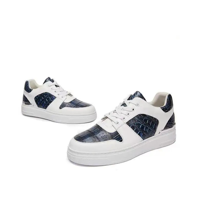 2024 new arrival Fashion Crocodile Skin causal shoes men,male Genuine sneakers PDD408