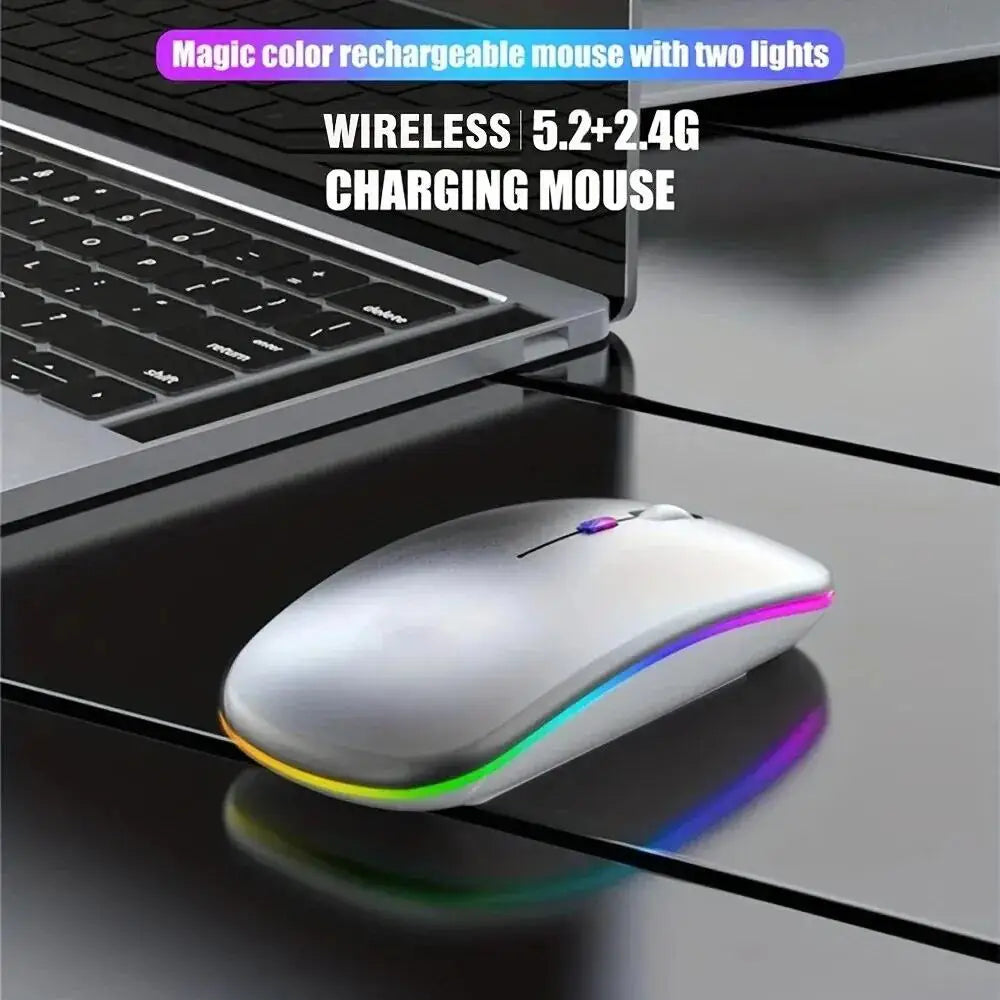 Kabellose Maus, Gaming-Maus mit Hintergrundbeleuchtung, USB-kompatible, wiederaufladbare RGB-Mäuse, geräuschlose, ergonomische Gaming-Maus mit Hintergrundbeleuchtung für Laptop-PC 