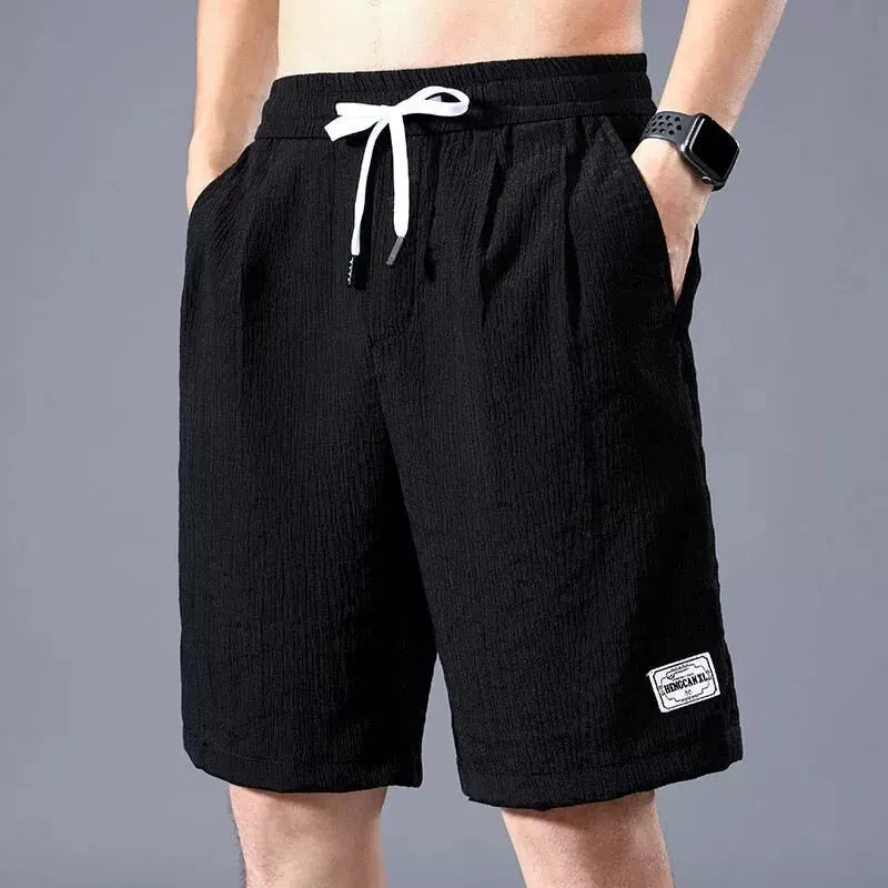 Lce Seidenshorts für Herren, dünne Sporthose, kurze Hose, lockeres gerades Bein, cool, atmungsaktiv, neuer Modetrend, lässig, XL-XXXL 