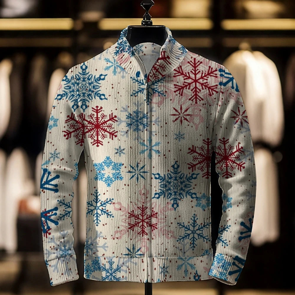 2024 Men’s Casual Christmas 3D Print Sweater Cardigan Loose Outerwear Coat, Winter Men’s Fashion Jacket, Casual Men’s Clothing