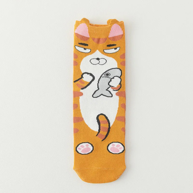 25 Patterns Korea Japan Fashion Funny Cartoon Lovely Cats Happy Socks Women Girls Casual Streetwear Cute Dress Sox Spring Summer