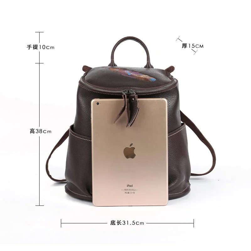 MOTAORA Genuine Leather Large Capacity Women Backpack New Handmade Cowhide Schoolbag Vintage Travel Bag Ladies Luxury Bags