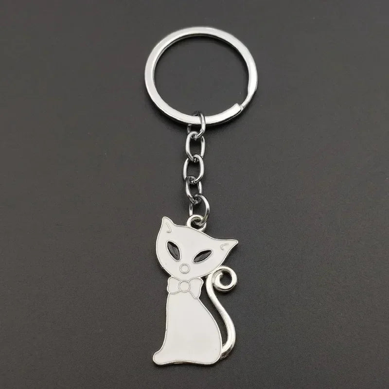 Couple Keychain Matching Cat Gift for Pet Lovers Cute Valentine's Day Jewelry  Black Cat Puzzle Pendant for Girlfriend Boyfriend