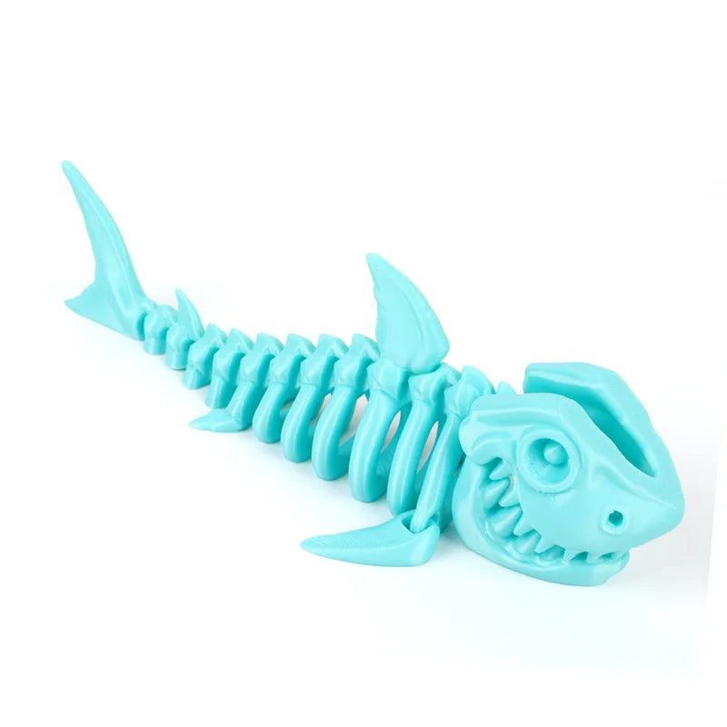 3D Printed Bony Shark Model Toys Animals Figurines Multi-Jointed Fishbowl Setting Decorative Desktop Ornament Kids Novelty Gifts
