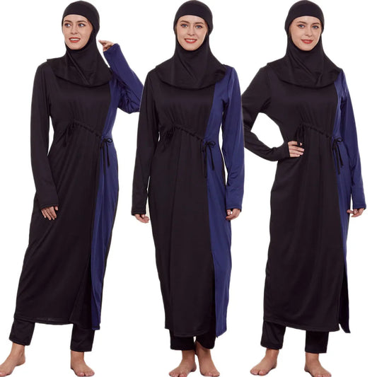 2024 New Arrival Stylish Muslim Swimwear Burkinis 3 Piece Long Robe Swimming Hijab Suit Muslimah Hijab Swimsuit Islamic Swimwear