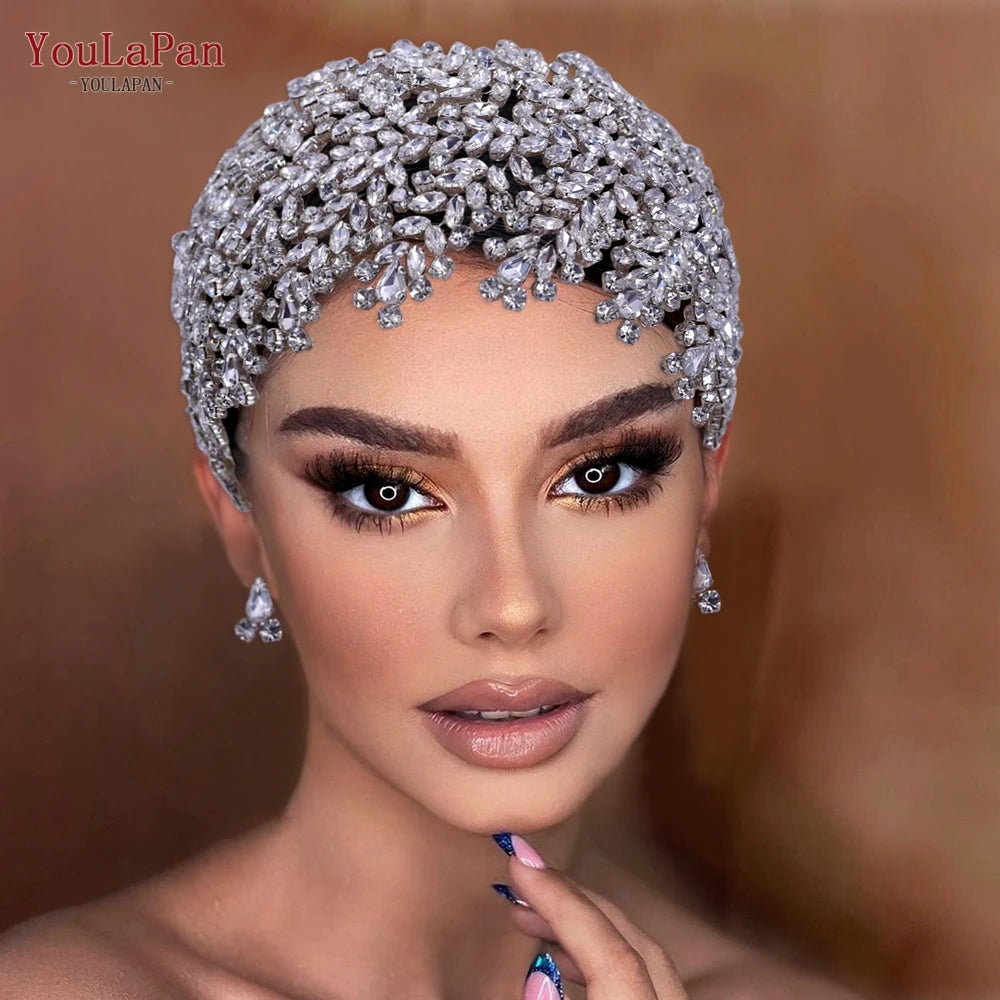 TOPQUEEN Wedding Headband Leaf Bridal Headpiece Woman Hair Accessories Jewelry Handmade Bride Headdress Pageant Tiara HP411