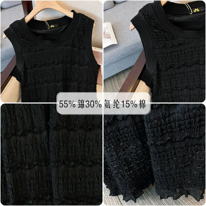 150Kg Plus Size Women's Summer Lace Knitted Suspender Dress Bust 130cm 5XL 6XL 7XL 8XL High Stretch Outside Dress