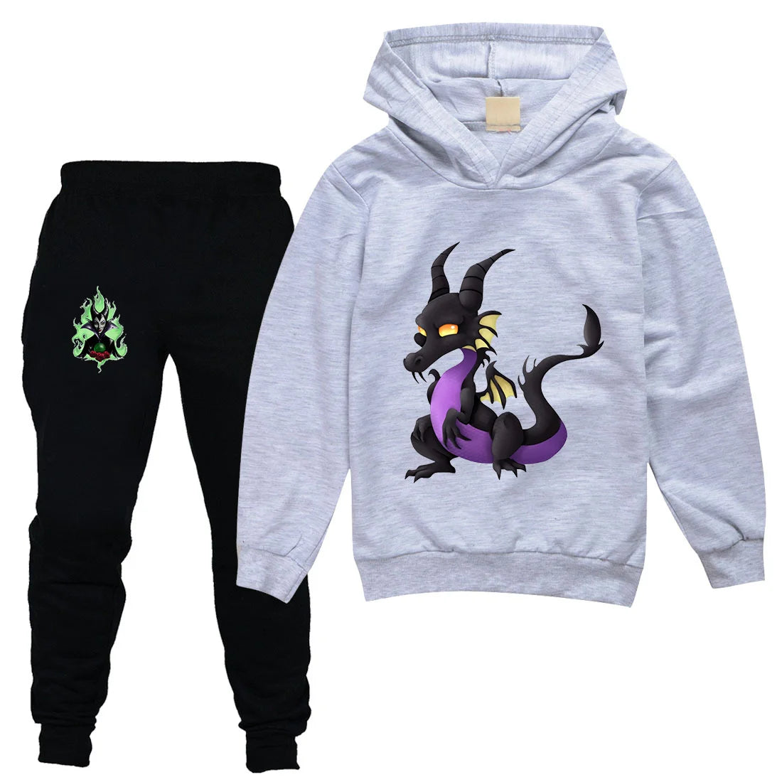 Maleficent Kids Sportswear Suits Girls Boys Casual Thin Hoodie Black Pants Teen Chilren Outerwear Clothing Sets