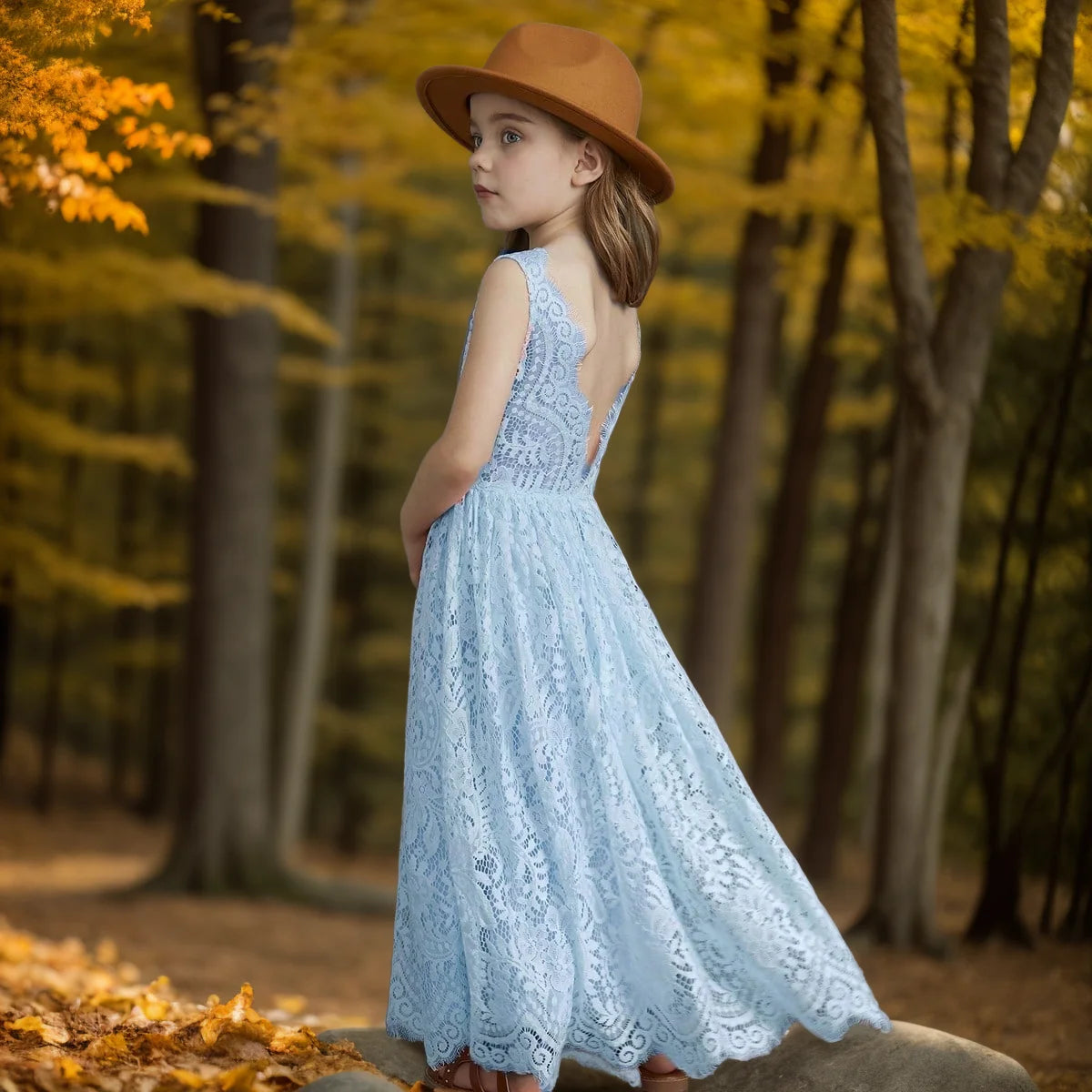 Big Size Princess Girls Cotton Lace Long Dress For 2-14 Years