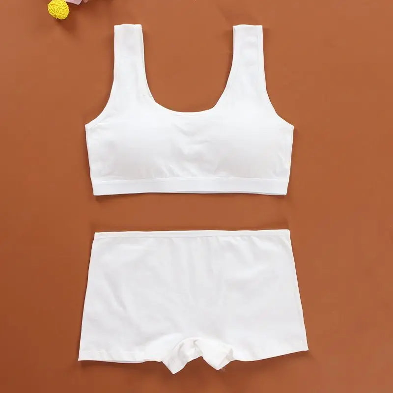 Training Bras Girls Teenage Underwear Set Cotton  Girls Topic Panties 8-14 Y