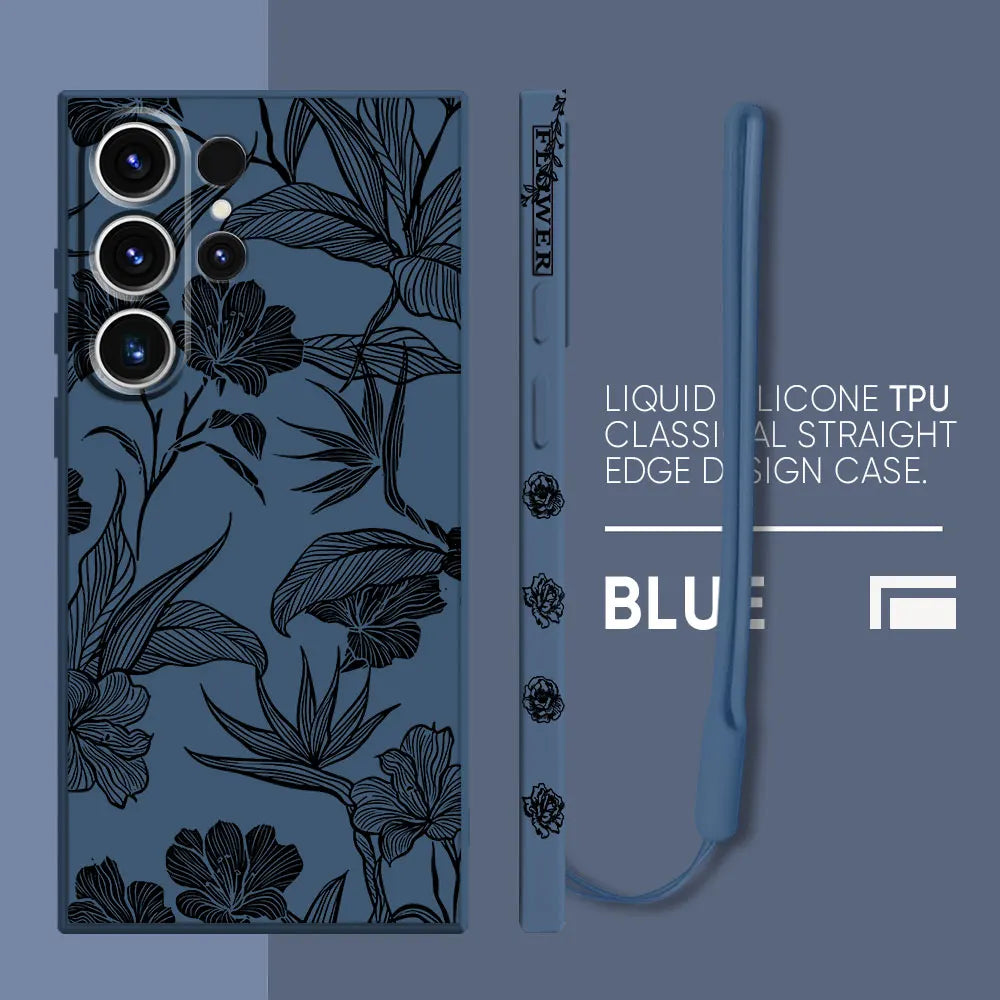 Flower Line Art Phone Case for Samsung Galaxy S22 S21 Plus S24 Ultra S20 FE S23 Ultra 5G S23 5G S22 Soft Silicone Cover