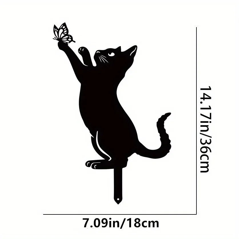 Cat Family Garden Stakes Decorative Cute Cat Garden Decorative Silhouette Animal Outdoor Statues For Cat Yard Garden Lawn