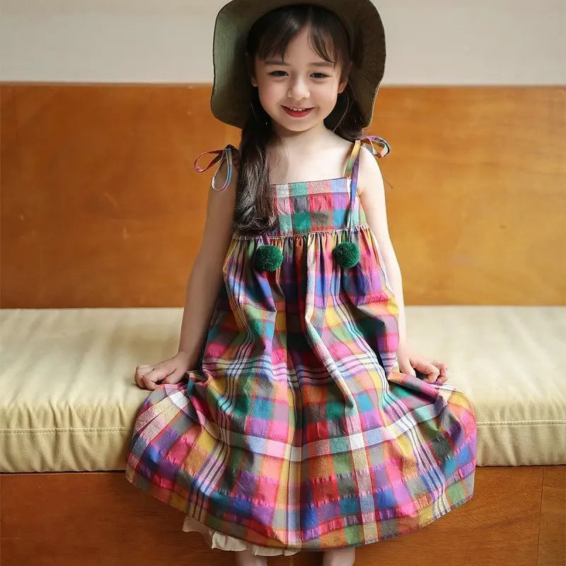 Girl's Dress Sweet Style Fashion Checkered Ball Dress Princess Dress