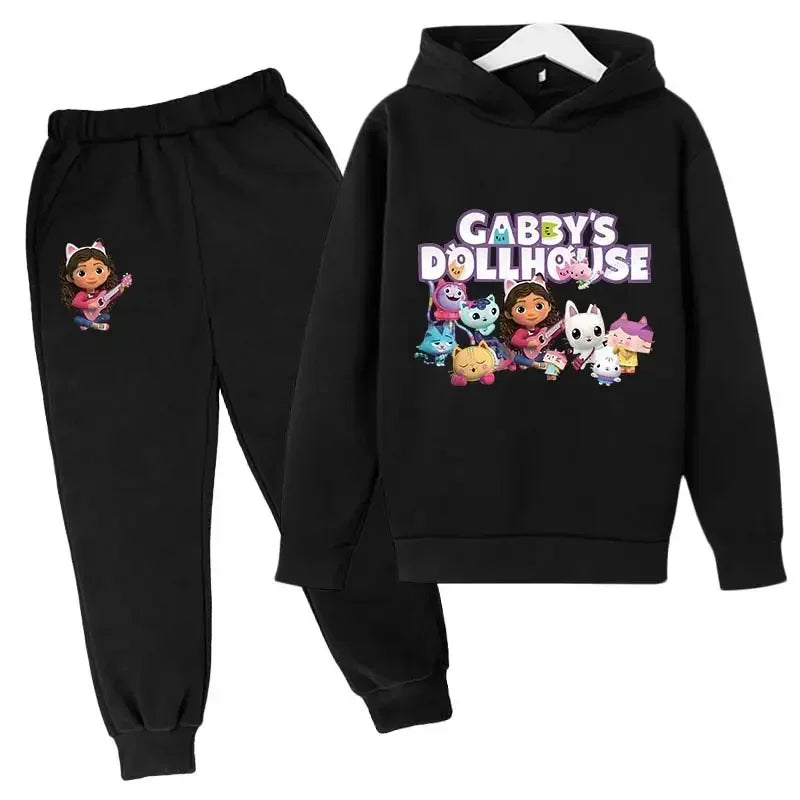 2024 Hoodie Kleinkind Mädchen Gabby Puppenhaus Kleidung Hoodies Hosen 2Pcs Sets Nette Kinder Kostüm Kinder Trainingsanzüge Kinder Gabby Katzen 