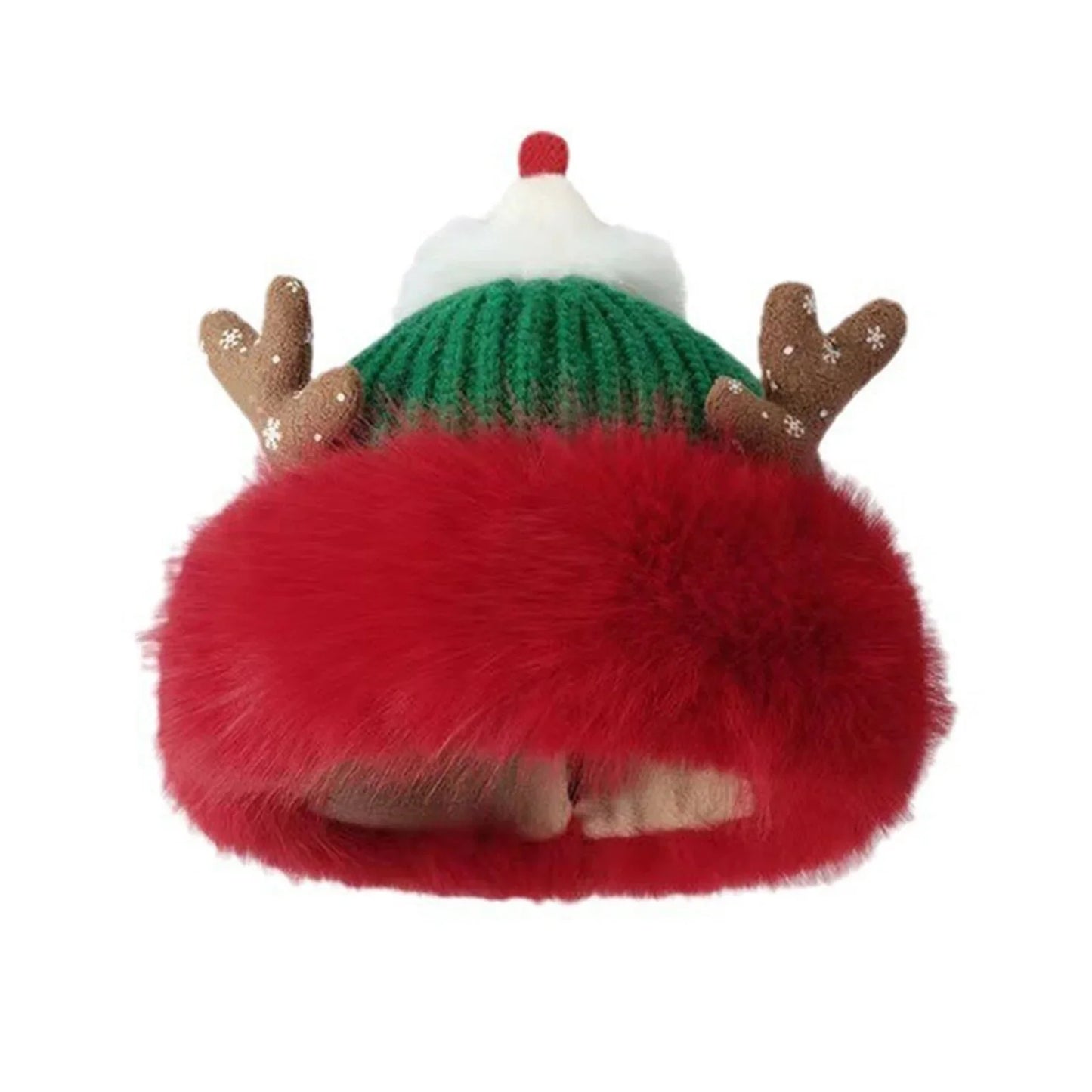 2025 New Years Xmas Party Hats Outdoor Antler Knit Hats Christmas Beanies for Adults Winter Warm Faux Fur Trim Skull Caps