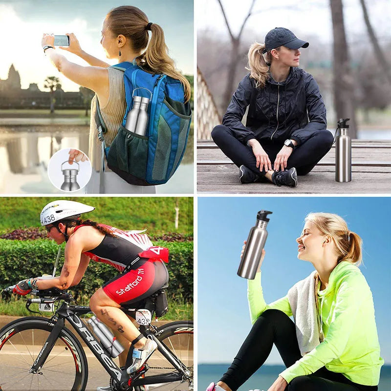 500/750/1000 ml Edelstahl-Wasserflasche mit Strohhalm, Sport-Wasserflasche, Kaltwasserflasche für Fitnessstudio, Radfahren, Wandern, Trinkgeschirr 