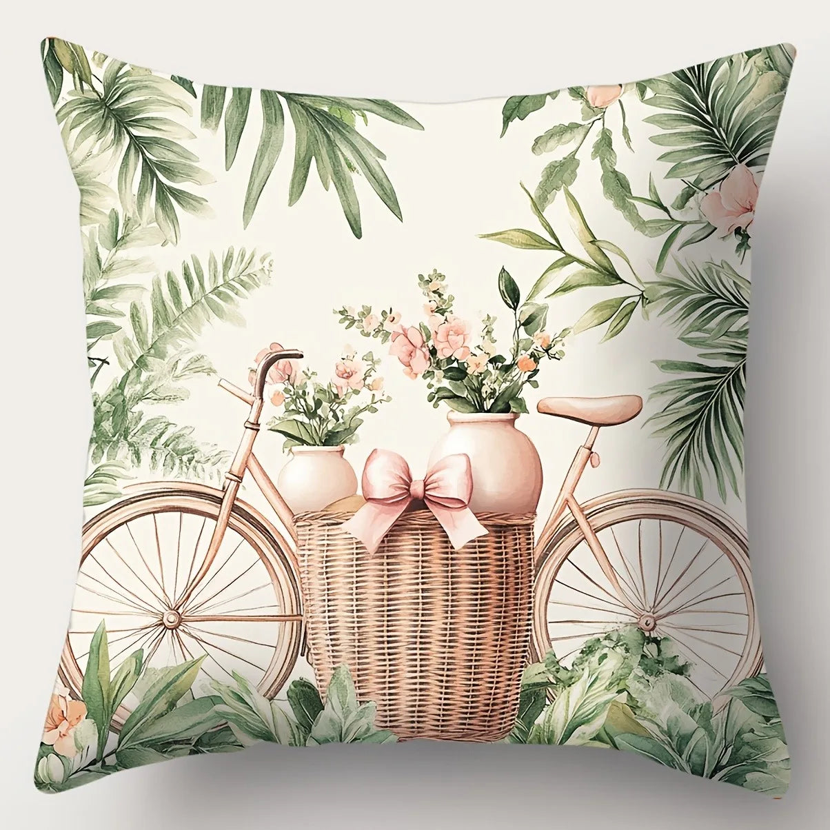 Easter Bunny and Plant Pillow Cover Nordic Home Decor Pillow Cover Festive Bedroom Living Room Decor Polyester Cushion Cover