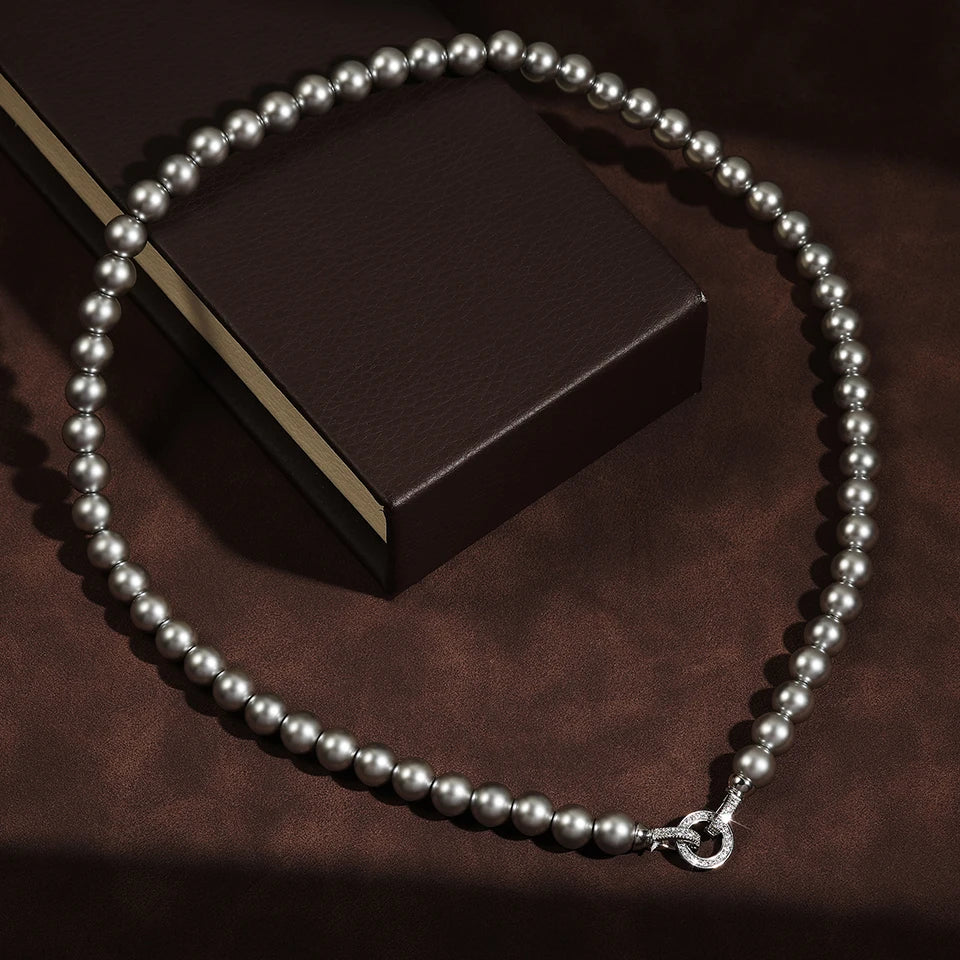 ZAKOL Elegant Zircon Round Buckle Imitation Pearl Beaded Necklace Barcelet For Women's Temperament Jewelry Set Sweet Accessories