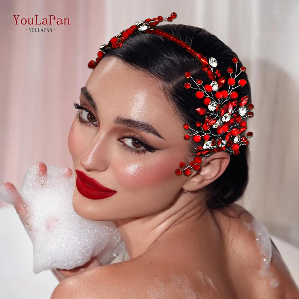 Youlapan Bridal Wedding Hair Bands 3 Color Women HeadBand Tiara Handmade Pearl Crystal Bridesmaid Hair Jewelry Accessories HP804
