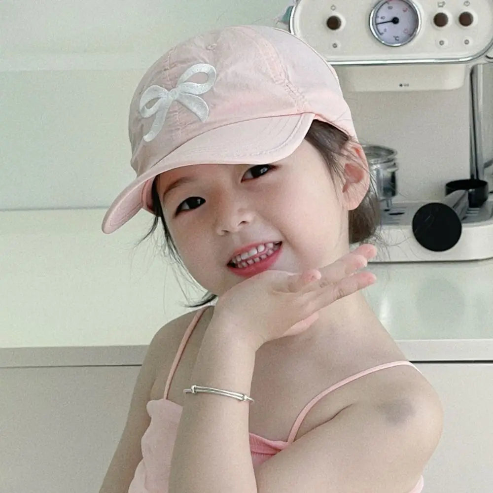 Korean Style Half Empty Top Hat Shading Hat Anti-UV Sun Hat Summer Kid Sunhat No Top Beach Hat Bow Children's Visor Hat Kid
