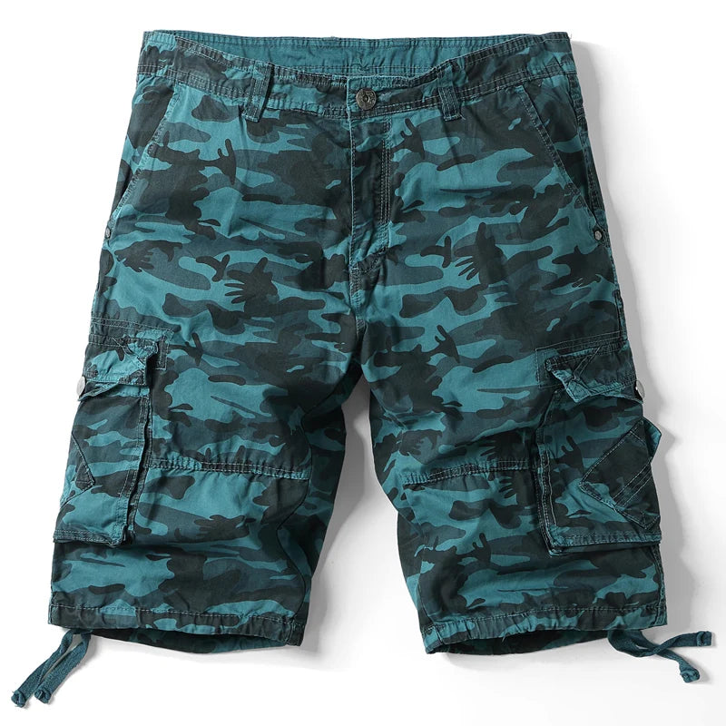 US Size Mens Summer Cotton Camouflage Loose Cargo Shorts Fashion Casual Multi-pocket Short Pants Male Loose Military Camo Shorts