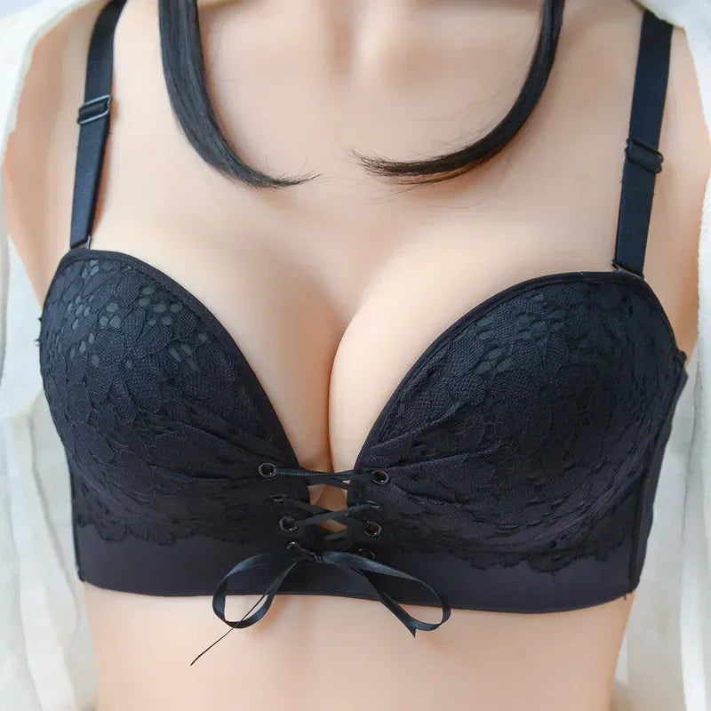 Bralette Push Up Bras Women's Strapless Non Slip Invisible Bra Gathering Without Steel Ring Lace Lingerie Bride Wedding Bra