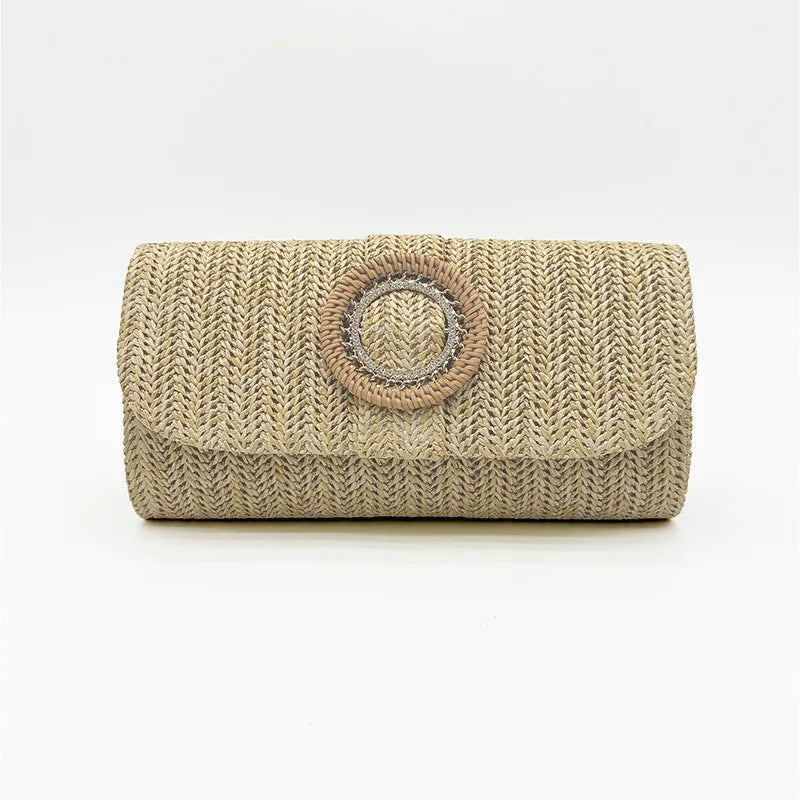 Straw Clutch Purse for Women Wedding Hand-Woved Evening Straw Handbags Party Wedding Summer Beach Wicker Shoulder Messenger Bags